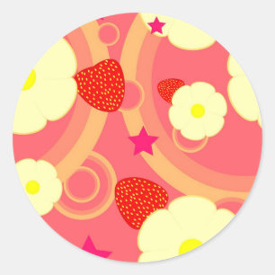 Strawberry Pattern 2 Classic Round Sticker