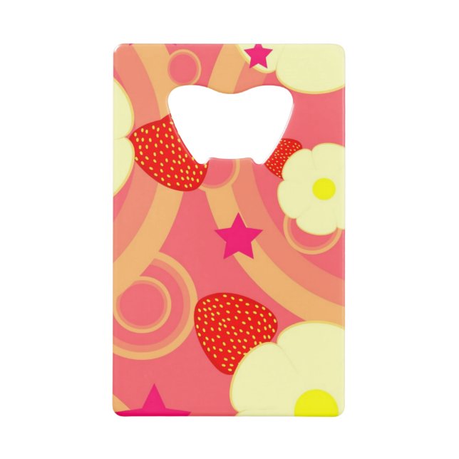 Strawberry Pattern 2 Credit Card Bottle Opener (Front)