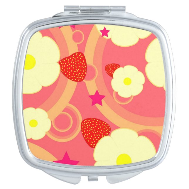 Strawberry Pattern 2 Mirror For Makeup (Front)