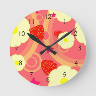 Strawberry Pattern 2 Round Clock