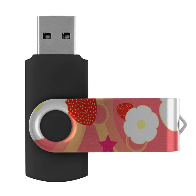 Strawberry Pattern 2 USB Flash Drive (Opened)