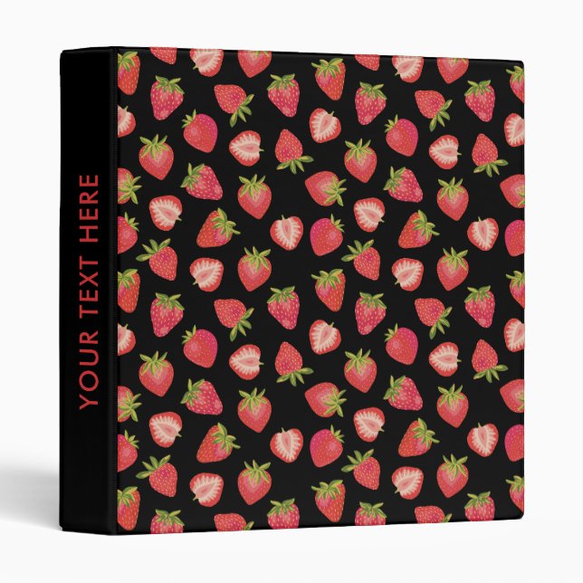 Strawberry Pattern 3 Ring Binder (Front/Spine)