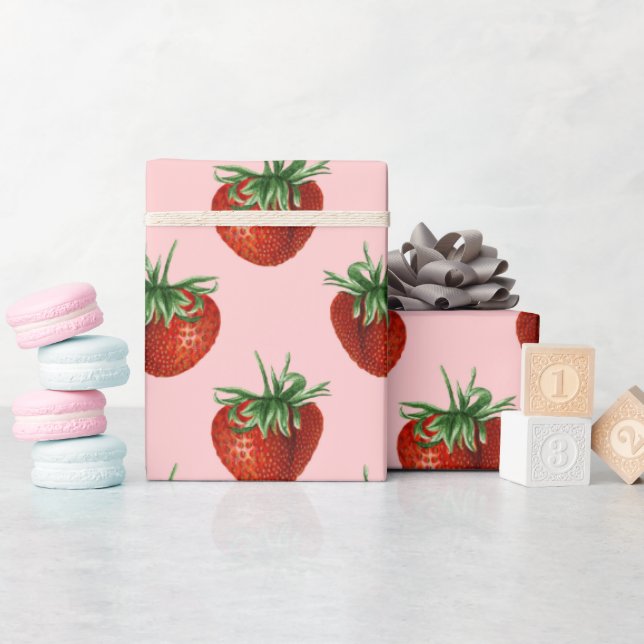 Strawberry Pattern Baby Shower  Wrapping Paper (Baby Shower)