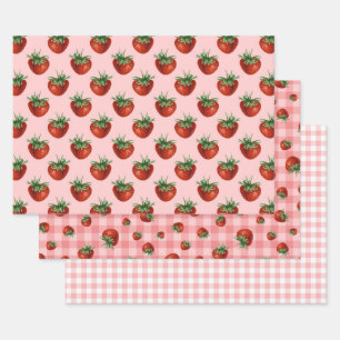 Strawberry Pattern Baby Shower  Wrapping Paper Sheets