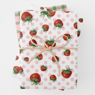 Strawberry Pattern Baby Shower  Wrapping Paper Sheets