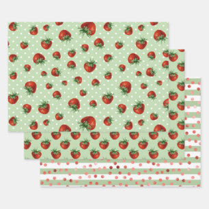 Strawberry Pattern Baby Shower  Wrapping Paper Sheets