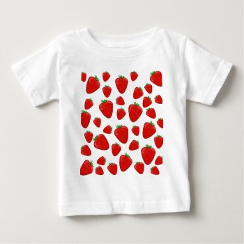 Strawberry Pattern Baby T-shirt by Moma_Art_Shop at Zazzle