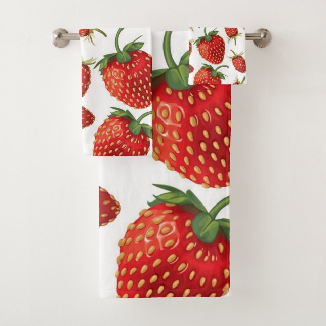 Strawberry pattern bath towel set (Insitu)