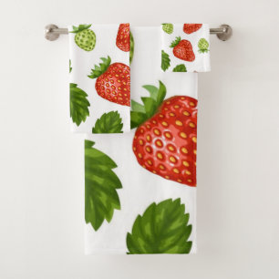 Strawberry pattern bath towel set