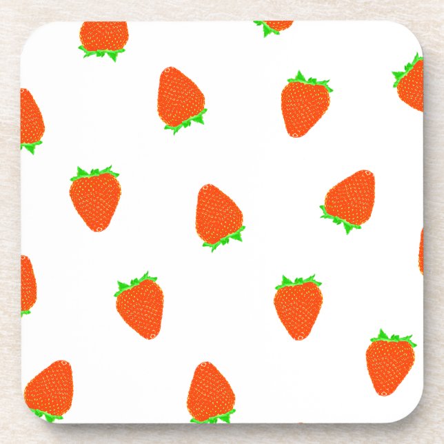 strawberry pattern beverage coaster (Front)