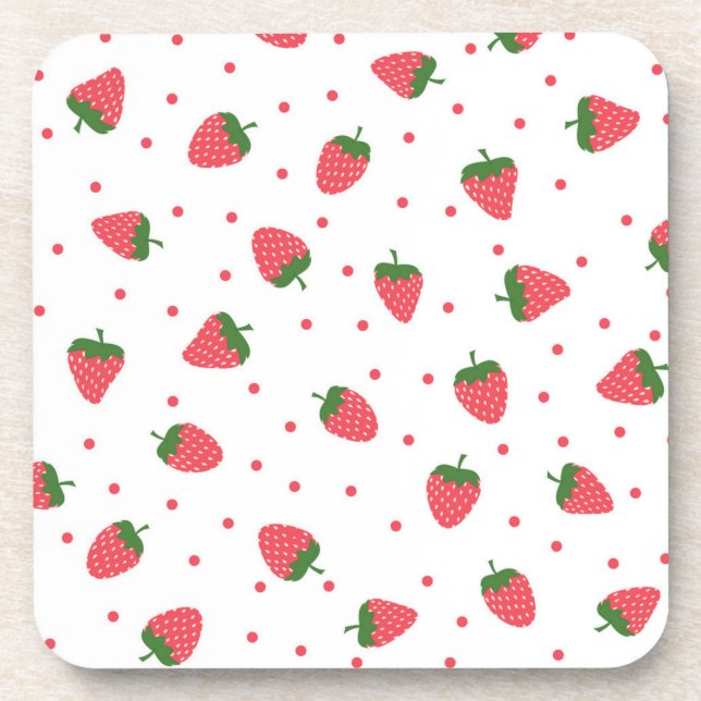 Strawberry pattern beverage coaster (Front)