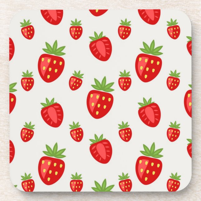 Strawberry pattern beverage coaster (Front)