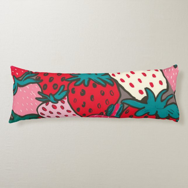 Strawberry Pattern Body Pillow (Front)