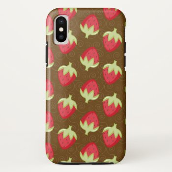 Strawberry Pattern Cell Phone Case - Brown by allpetscherished at Zazzle
