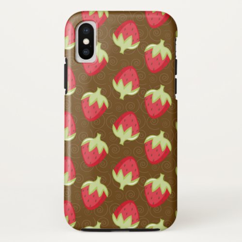 Strawberry Pattern Cell Phone Case _ Brown