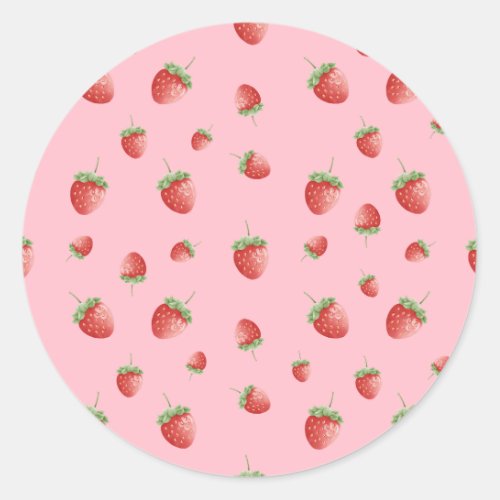 Strawberry Pattern Classic Round Sticker