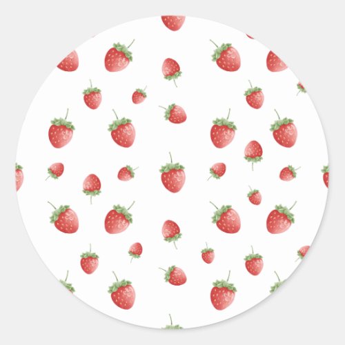 Strawberry Pattern Classic Round Sticker