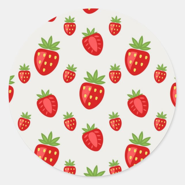 Strawberry pattern classic round sticker (Front)