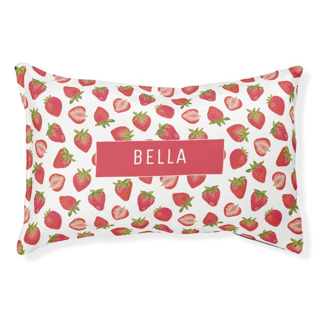 Strawberry Pattern Custom Name Pet Bed (Front)