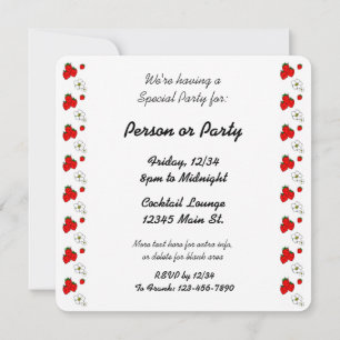 Strawberry Pattern Custom Party Invitation
