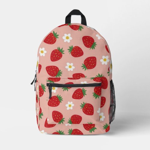 Strawberry Pattern Cute Aesthetic Backpack School