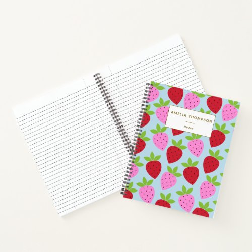 Strawberry Pattern Cute Colorful Personalized Notebook