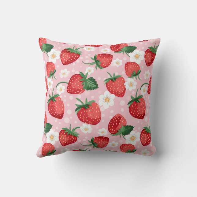 Strawberry Pattern Decorative Pillow (Back)