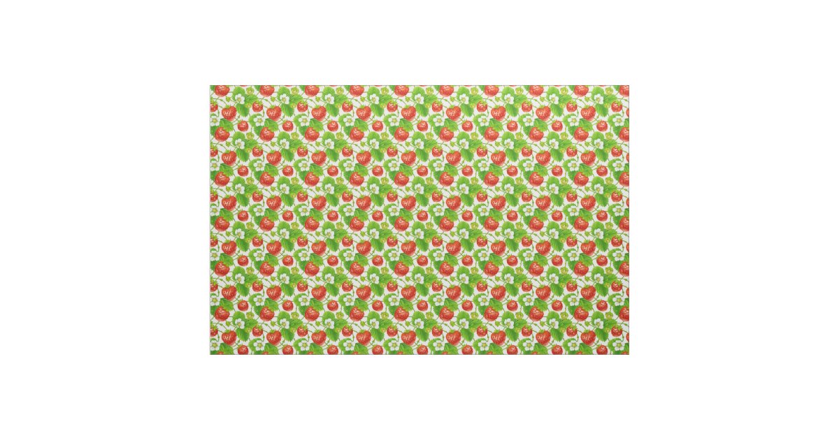 Strawberry Pattern Fabric | Zazzle.com