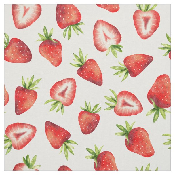 Strawberry Pattern Fabric | Zazzle