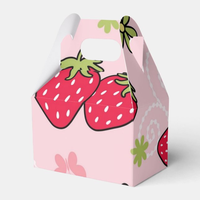 Strawberry pattern favor boxes (Front Side)