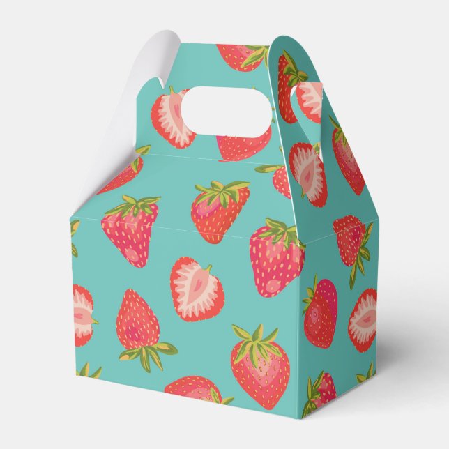 Strawberry pattern favor boxes (Front Side)