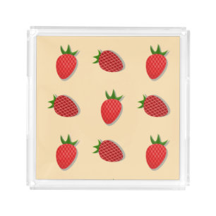 Strawberry pattern for fruit summertime good vibes acrylic tray
