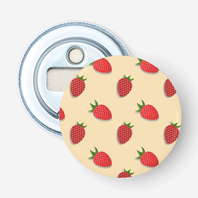 Strawberry pattern for fruit summertime good vibes bottle opener (Front)