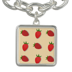 Strawberry pattern for fruit summertime good vibes bracelet