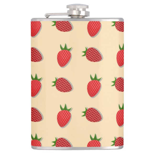 Strawberry pattern for fruit summertime good vibes flask (Front)