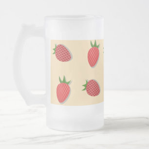 Strawberry pattern for fruit summertime good vibes frosted glass beer mug