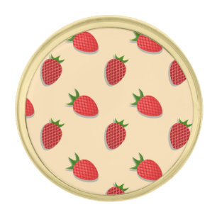 Strawberry pattern for fruit summertime good vibes gold finish lapel pin
