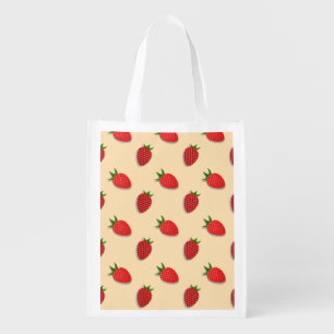Strawberry pattern for fruit summertime good vibes grocery bag