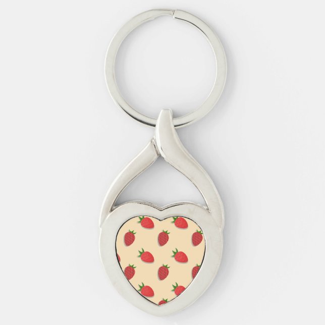 Strawberry pattern for fruit summertime good vibes keychain (Front)