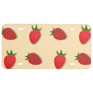 Strawberry pattern for fruit summertime good vibes license plate
