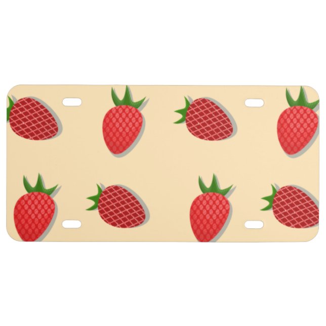 Strawberry pattern for fruit summertime good vibes license plate (Front)