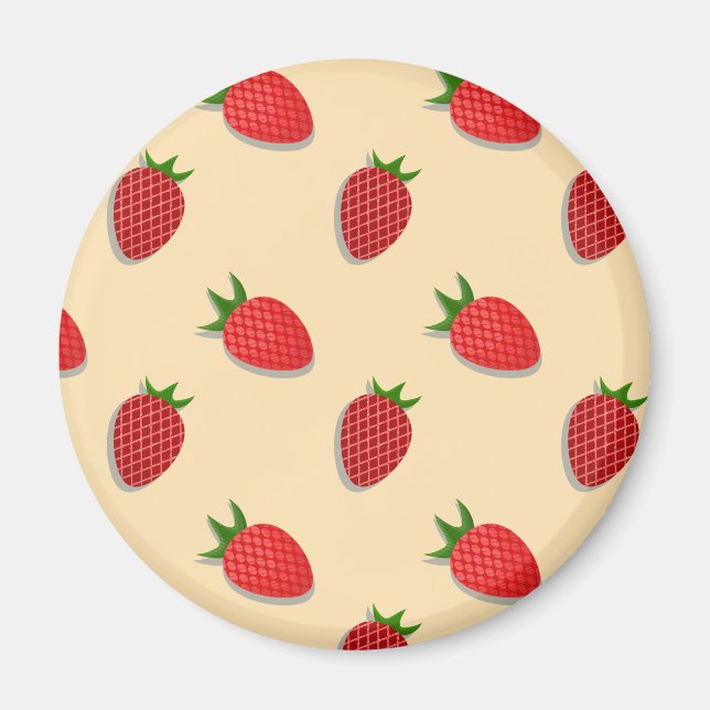 Strawberry pattern for fruit summertime good vibes magnet (Front)
