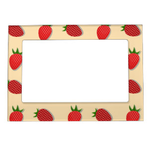 Strawberry pattern for fruit summertime good vibes magnetic frame