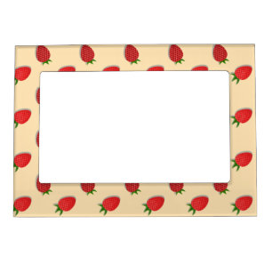 Strawberry pattern for fruit summertime good vibes magnetic frame