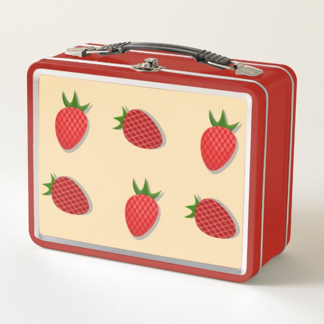 Strawberry pattern for fruit summertime good vibes metal lunch box (Front)
