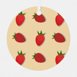 Strawberry pattern for fruit summertime good vibes metal ornament