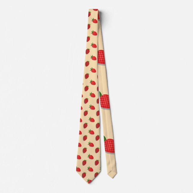 Strawberry pattern for fruit summertime good vibes neck tie (Front)