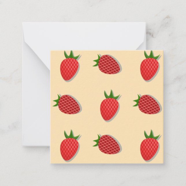 Strawberry pattern for fruit summertime good vibes note card (Front)