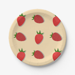 Strawberry pattern for fruit summertime good vibes paper plates