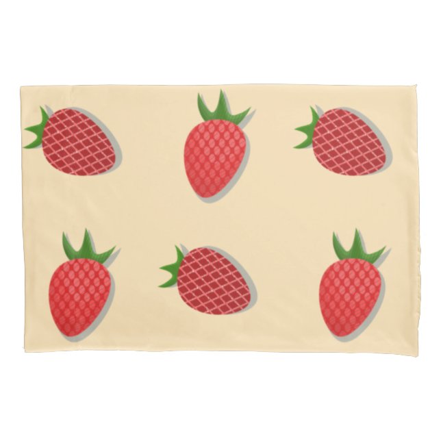 Strawberry pattern for fruit summertime good vibes pillow case (Front)